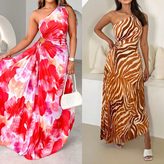 One-shoulder jurk met cut-out en ribstof – Liora