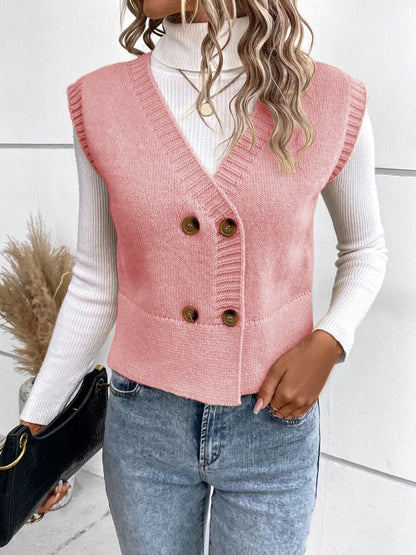 Stijlvolle V-hals cardigan met knopen – Emma