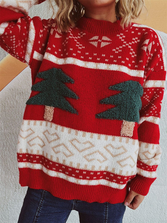 Feestelijke kersttrui dames met kerstboomdesign – Sophie