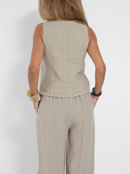 Twee-delige dames set vest en wijde broek – Ella