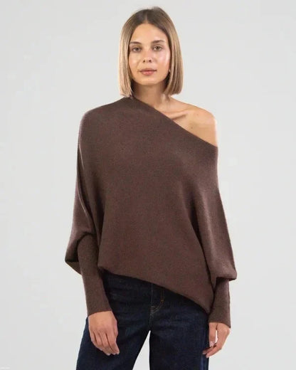 Gedrapeerde asymmetrische damestrui met casual pasvorm – Livia
