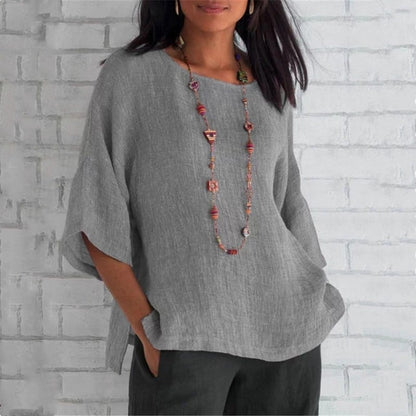 Lichte dames top met oosterse kraagdetails – Maisie