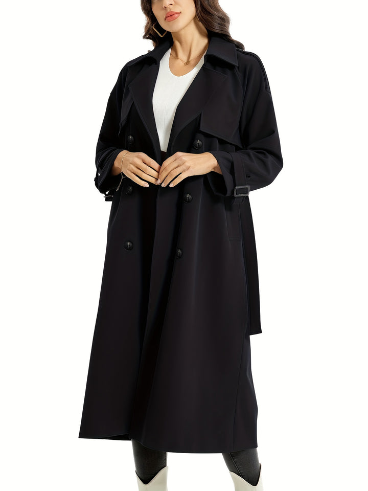 Lange dubbelzijdige trenchcoat met riem – Mila