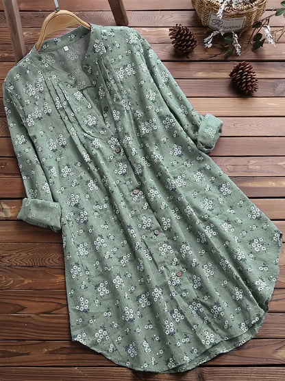 Bloemen Overhemd Dames Zomer Katoen Look – Arvella