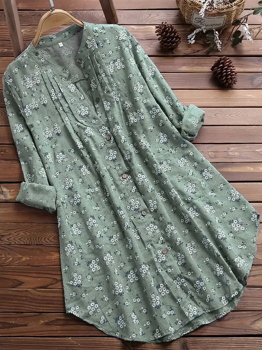 Bloemen Overhemd Dames Zomer Katoen Look – Arvella