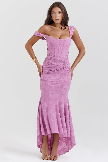 Getextureerde maxi-jurk met elegante uitstraling – Valeria