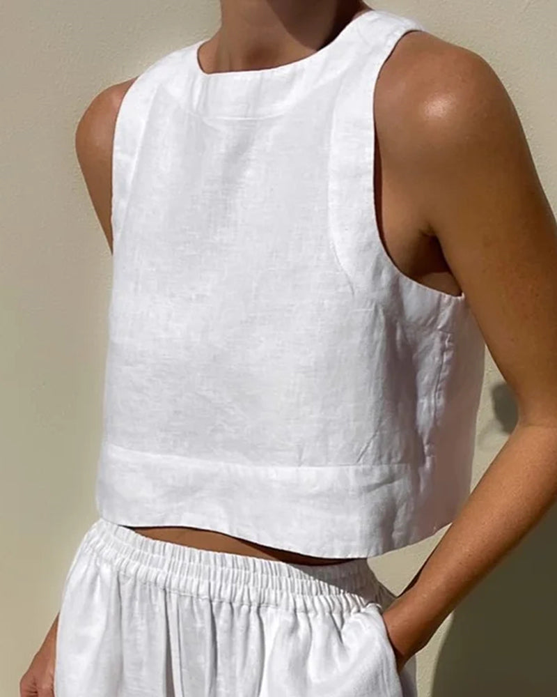 Tweedelige Dames Set Linnen Zomerlook Elegant – Seralyn