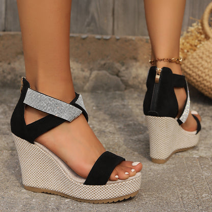 Hoogwaardige Wedges Sandalen Met Rhinestone Design - Sofie