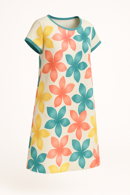 Elegante zomerjurk met vlinderprint en ronde hals – Mila