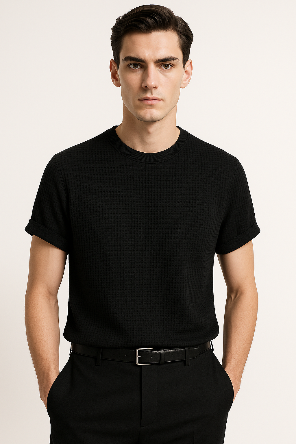 T-shirt heren wafel katoen ademend korte mouw – Aart
