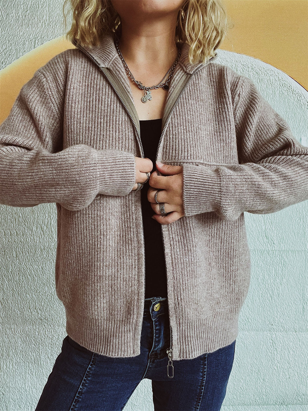 Comfortabele dames cardigan met rits – Julia