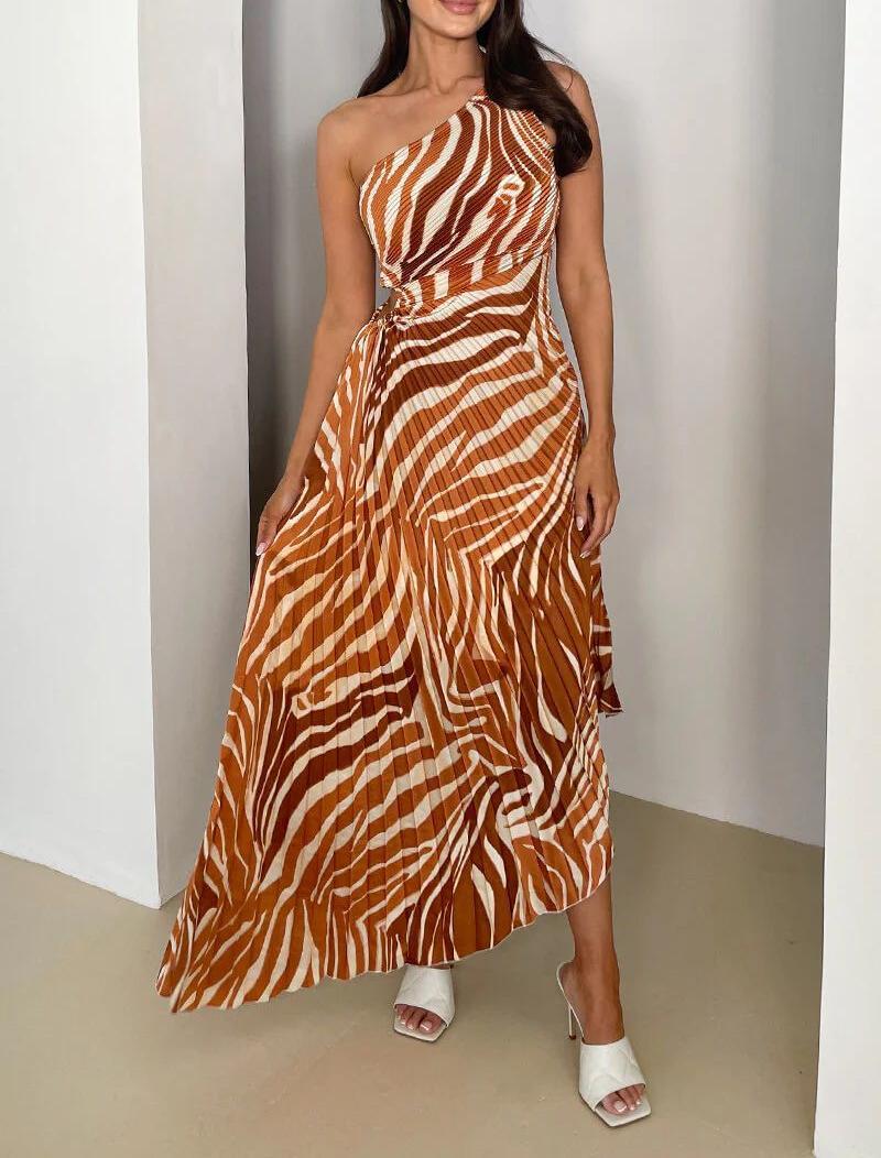 One-shoulder jurk met cut-out en ribstof – Liora