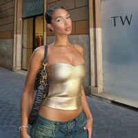 Strapless metallic feesttop voor dames – Celina
