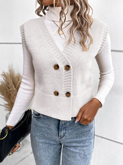 Stijlvolle V-hals cardigan met knopen – Emma