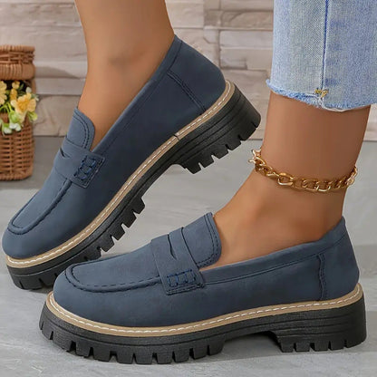 Chunky dames loafers met verhoogde zool en suede – Lurova