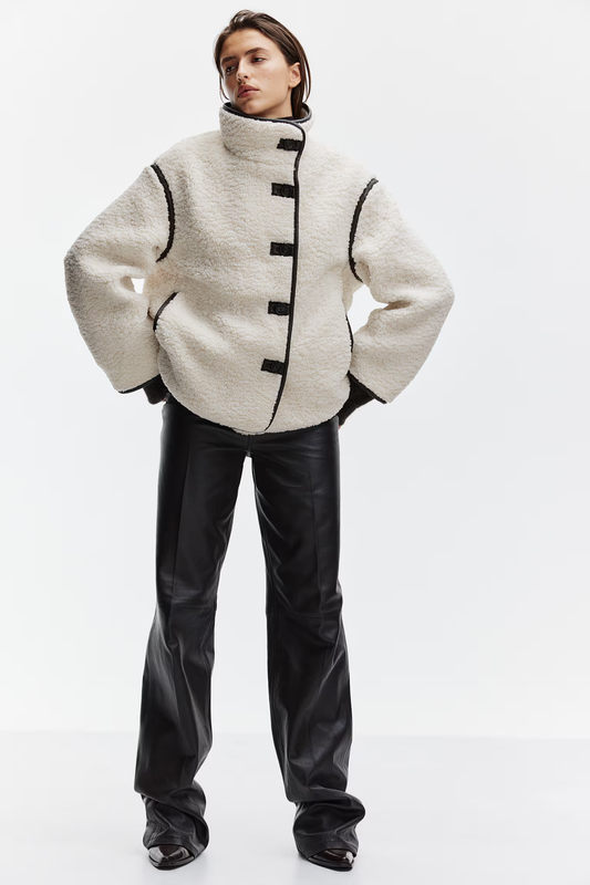 Sherpa Winterjas voor Dames met Contrasterende Biezen – Livora