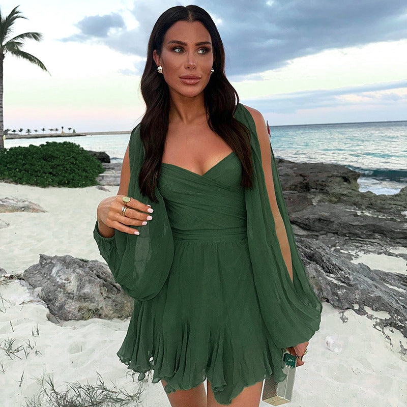 Off-shoulder mini jurk met dierenprint of effen kleur – Esmée