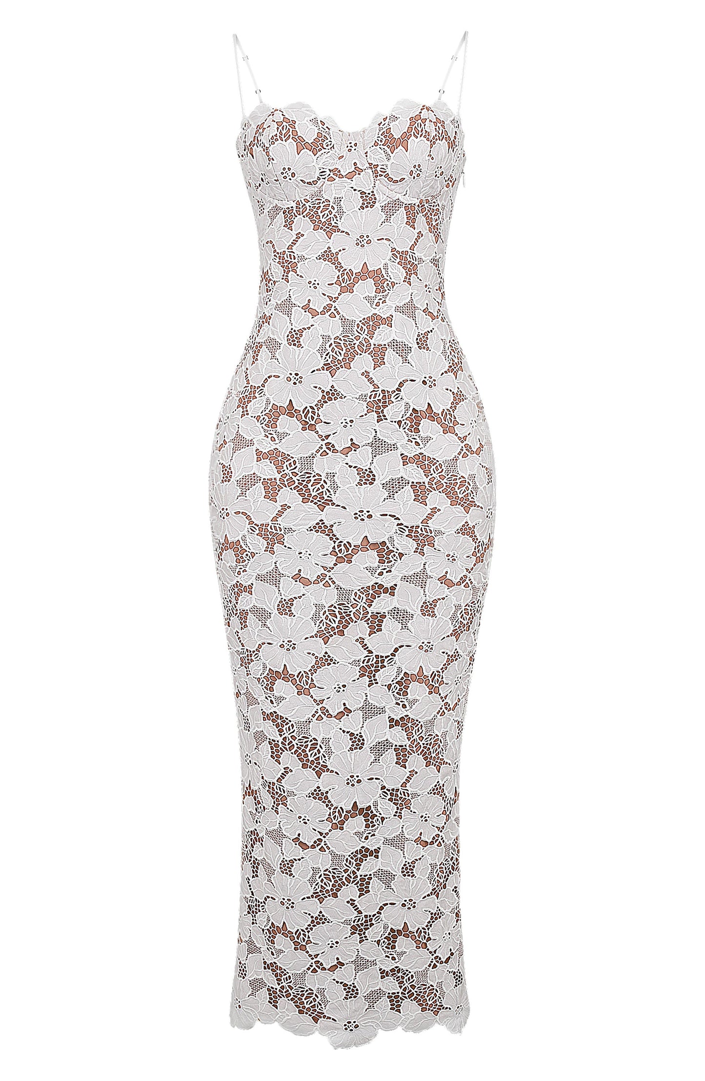 Luxe kanten maxi jurk met bloemenmotief – Leyla