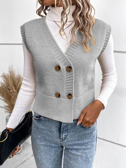 Stijlvolle V-hals cardigan met knopen – Emma