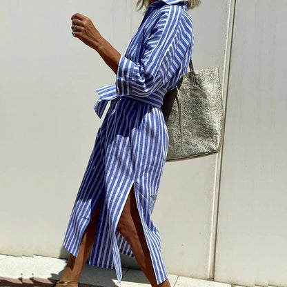 Gestreepte zomerjurk dames elegant ademend – Léa