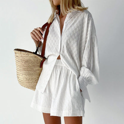 Casual shirt en shorts set voor dames – Maud