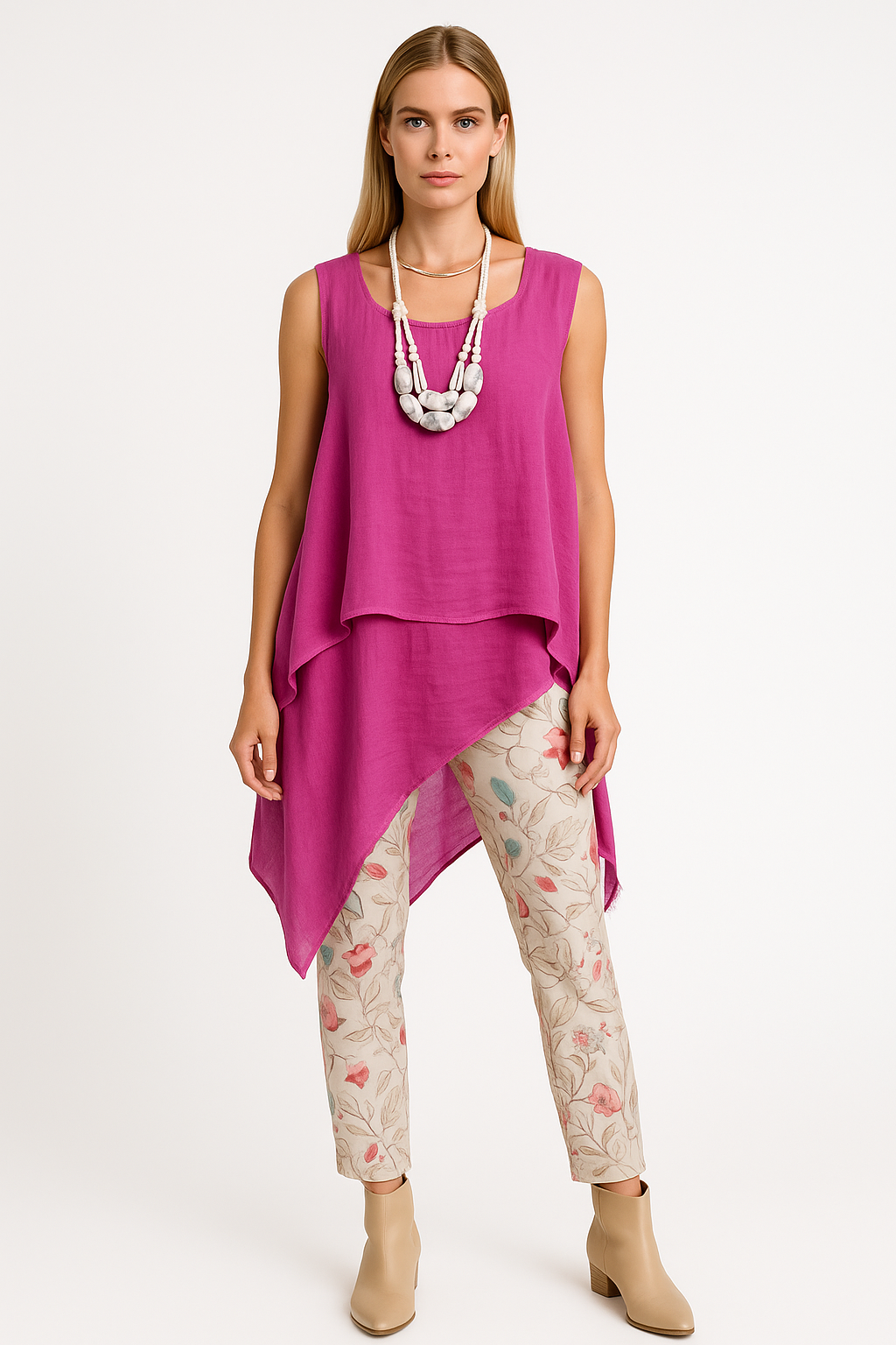 Tweedelige dames set met top en printbroek – Mila
