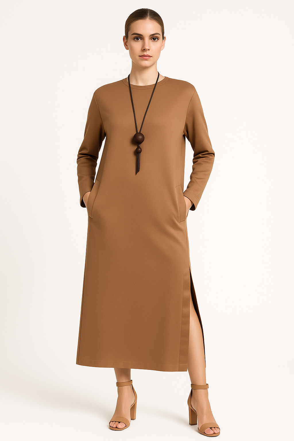 Lange elegante jurk met comfortabele pasvorm – Milena
