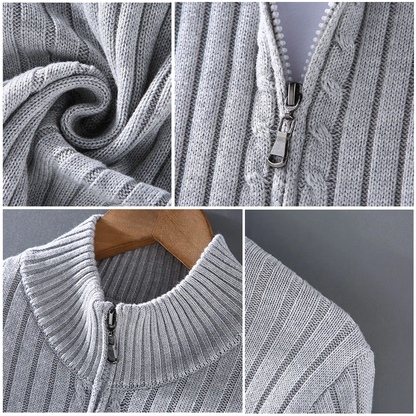 Zip-Up Trui Geribbeld Comfortabel en Stijlvol – Noor