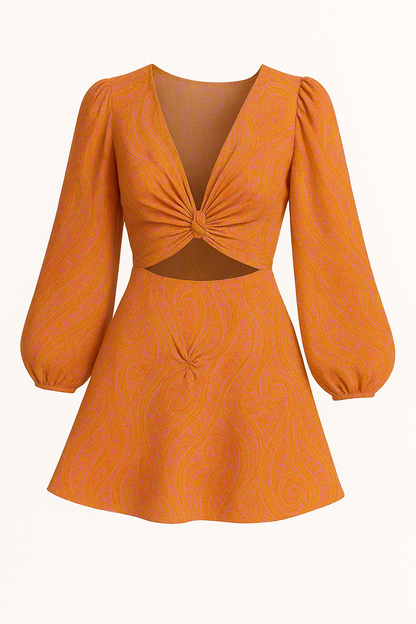 Retro damesjurk met knoopdetail en elegante hals – Freja