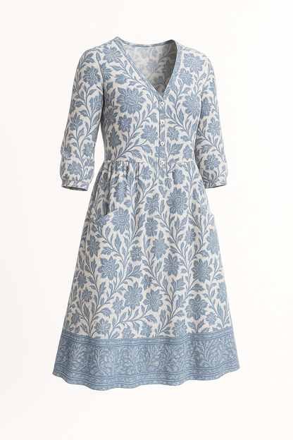 Maxi-zomerjurk met bloemenprint en V-hals – Effie