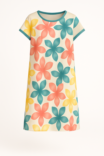 Elegante zomerjurk met vlinderprint en ronde hals – Mila