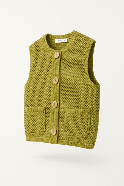 Mouwloos Gebreid Zomervest met Knoopjes – Livana