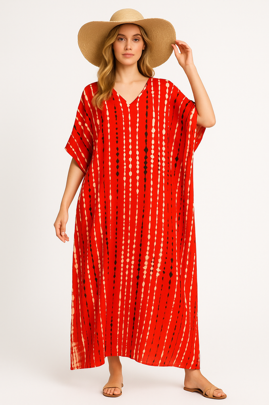 Rode Losse Kaftan Jurk voor Dames – Zherana
