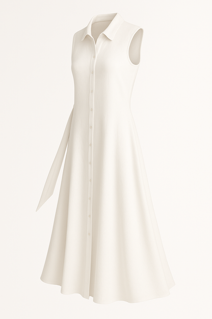 Shirt-style midi-jurk met strikdetail – Lara