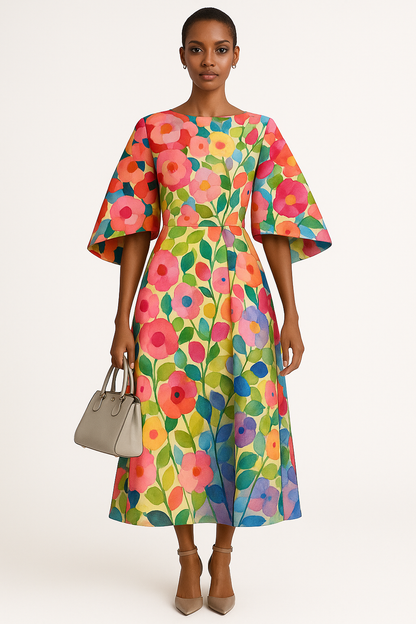 Elegante damesjurk met bloemenprint en pasvorm – Celeste