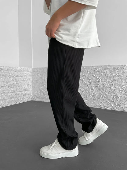 Geribbelde Herenbroek Spandex Comfort Stretch Fit – Nexoro