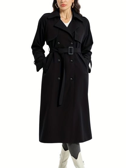Lange dubbelzijdige trenchcoat met riem – Mila