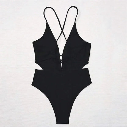 Geribbeld Badpak met Cross-Straps en Verstelbare Bandjes – Alvarisse