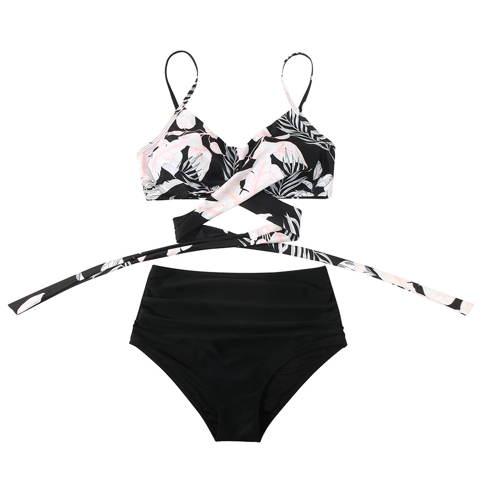 High-Waist Bikiniset met Vintage Print en Shape – Neravelle