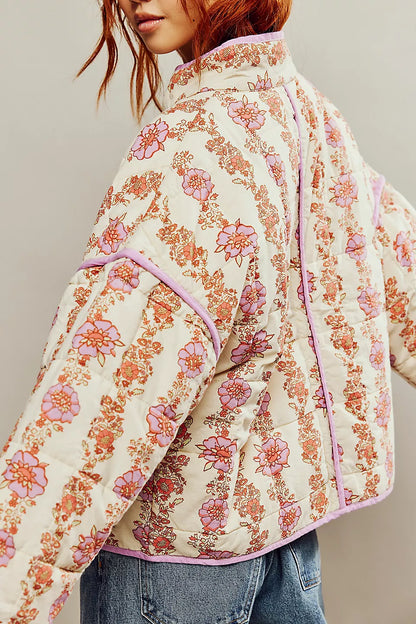 Gewatteerde oversized jas met print voor dames – Elif
