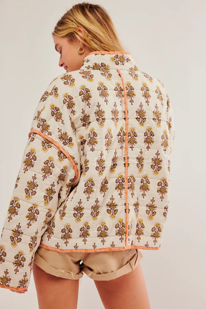 Gewatteerde oversized jas met print voor dames – Elif