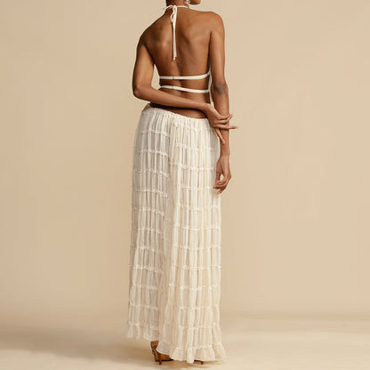 Boho dames maxi set met rugloos halterontwerp – Amara