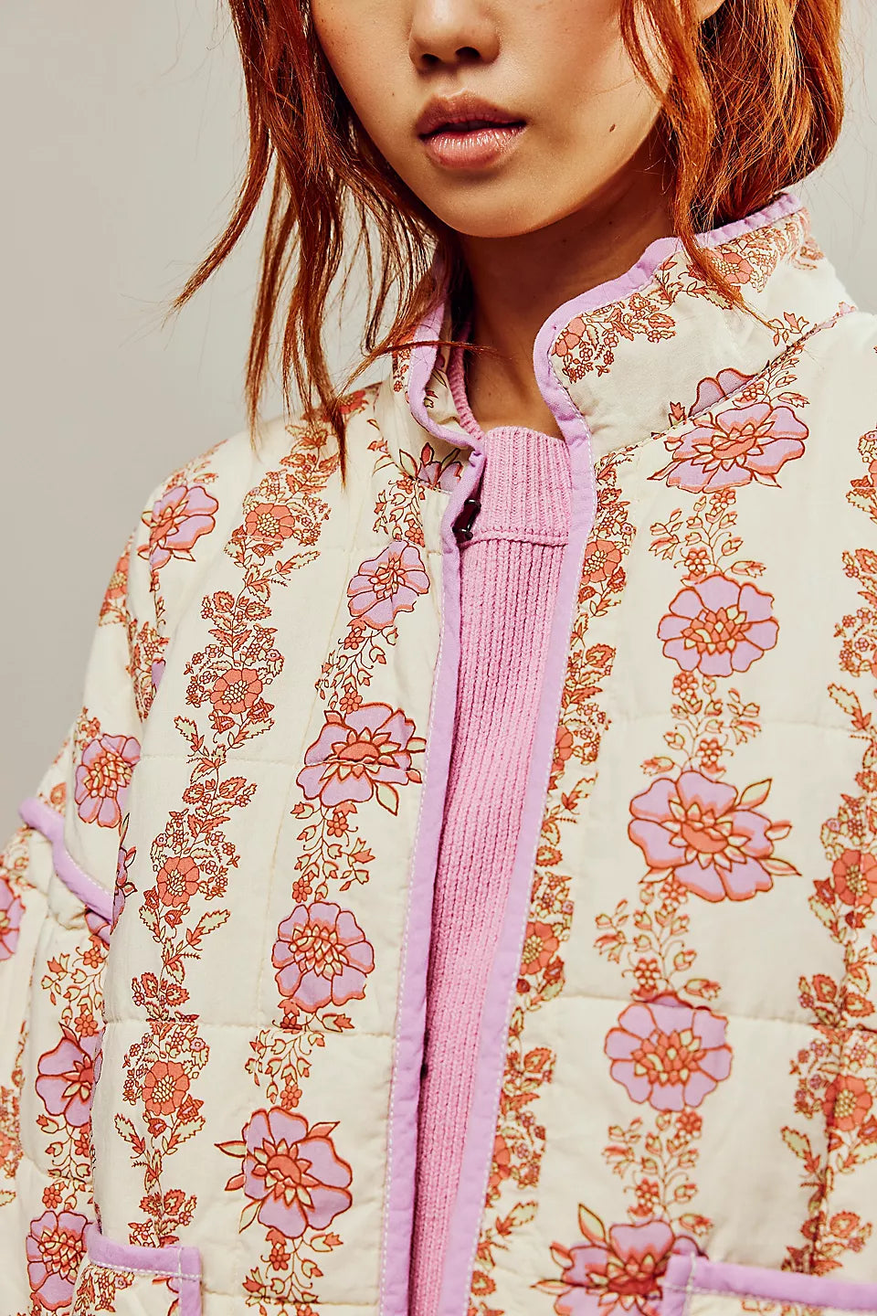 Gewatteerde oversized jas met print voor dames – Elif