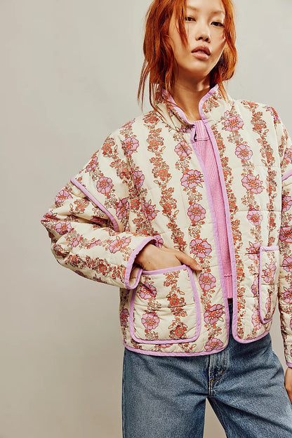 Gewatteerde oversized jas met print voor dames – Elif