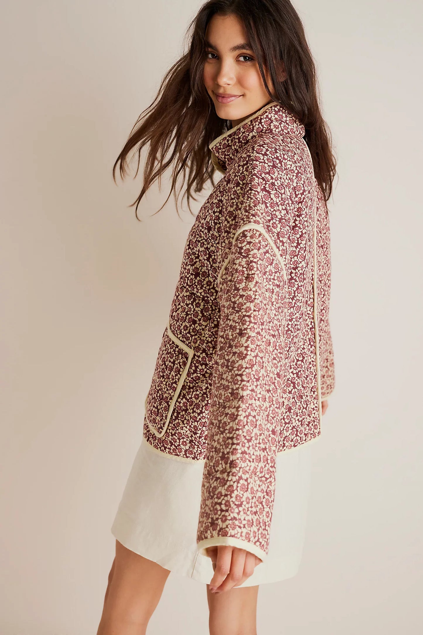 Gewatteerde oversized jas met print voor dames – Elif