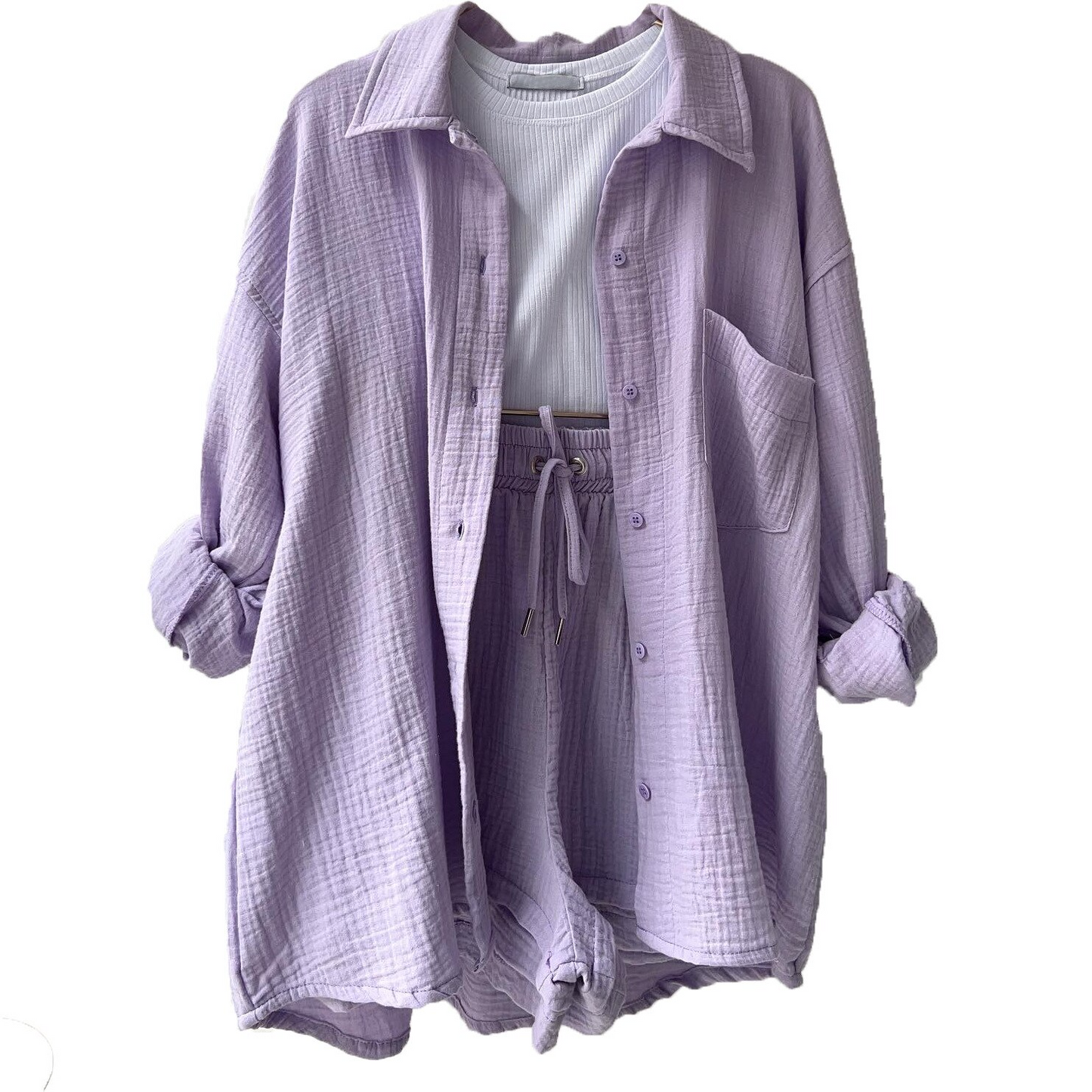 Zomer dames set met korte broek en kraag – Elvía