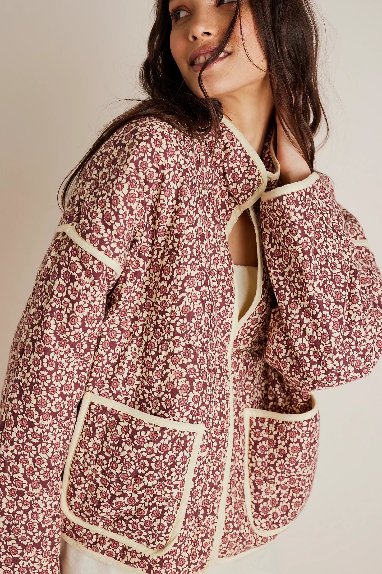 Gewatteerde oversized jas met print voor dames – Elif