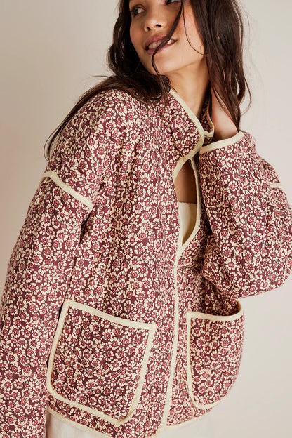 Gewatteerde oversized jas met print voor dames – Elif