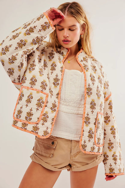 Gewatteerde oversized jas met print voor dames – Elif