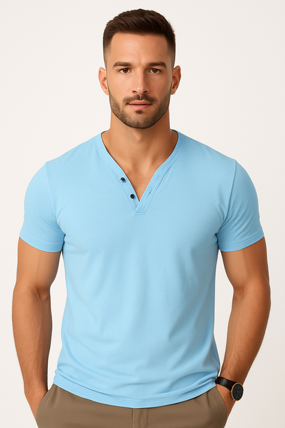 Casual heren T-shirt met V-hals en stretch – Joris